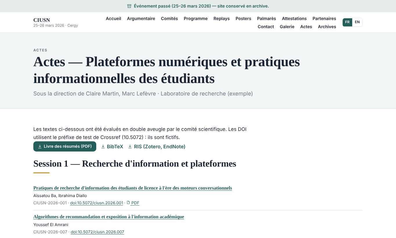Actes avec DOI